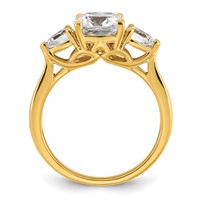 14K Yellow Gold 2.50 Carat Certified Lab Grown Diamond VS+ F+ Complete Cushion and Pear Three Stone Engagement Ring view 2