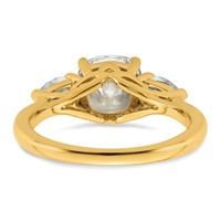 14K Yellow Gold 2.50 Carat Certified Lab Grown Diamond VS+ F+ Complete Cushion and Pear Three Stone Engagement Ring view 5