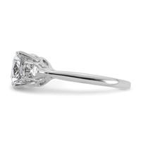 14K White Gold 3 Carat Lab Grown Diamond VS+ F+ Semi-mount Cushion and Pear Three Stone Engagement Ring view 3