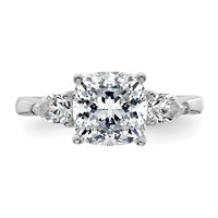 14K White Gold 3 Carat Lab Grown Diamond VS+ F+ Semi-mount Cushion and Pear Three Stone Engagement Ring view 4