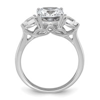14K White Gold 3 Carat Certified Lab Grown Diamond VS+ F+ Complete Cushion and Pear Three Stone Engagement Ring view 2
