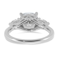 14K White Gold 3 Carat Certified Lab Grown Diamond VS+ F+ Complete Cushion and Pear Three Stone Engagement Ring view 5