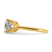 14K Yellow Gold 3 Carat Certified Lab Grown Diamond VS+ F+ Complete Cushion and Pear Three Stone Engagement Ring view 3