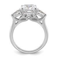 14K White Gold 3.62 Carat Lab Grown Diamond VS+ F+ Complete Cushion and Pear Three Stone Engagement Ring view 2