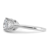 14K White Gold 3.62 Carat Lab Grown Diamond VS+ F+ Complete Cushion and Pear Three Stone Engagement Ring view 3