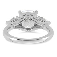 14K White Gold 3.62 Carat Lab Grown Diamond VS+ F+ Complete Cushion and Pear Three Stone Engagement Ring view 5