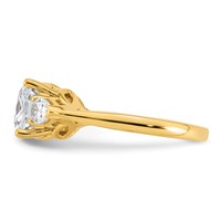 14K Yellow Gold 3.62 Carat Lab Grown Diamond VS+ F+ Complete Cushion and Pear Three Stone Engagement Ring view 3
