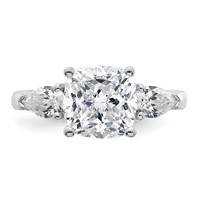 14K White Gold 3.62 Carat Certified Lab Grown Diamond VS+ F+ Complete Cushion and Pear Three Stone Engagement Ring view 4