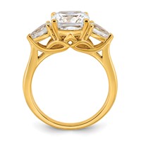 14K Yellow Gold 3.62 Carat Certified Lab Grown Diamond VS+ F+ Complete Cushion and Pear Three Stone Engagement Ring view 2
