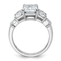 14K White Gold 3.50 Carat Lab Grown Diamond VS+ F+ Emerald Complete Three Stone Engagement Ring view 2