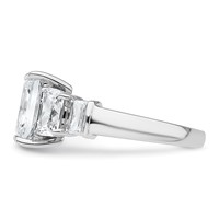 14K White Gold 3.50 Carat Lab Grown Diamond VS+ F+ Emerald Complete Three Stone Engagement Ring view 3