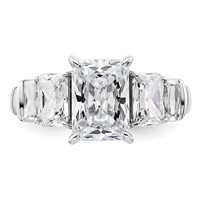 14K White Gold 3.50 Carat Lab Grown Diamond VS+ F+ Emerald Complete Three Stone Engagement Ring view 4