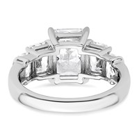 14K White Gold 3.50 Carat Lab Grown Diamond VS+ F+ Emerald Complete Three Stone Engagement Ring view 5