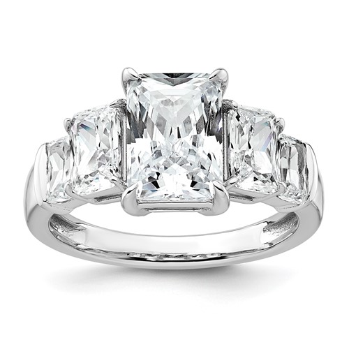 14K White Gold 3.50 Carat Certified Lab Grown Diamond VS+ F+ Radiant Complete Engagement Ring