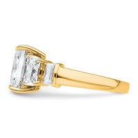 14K Yellow Gold 3.50 Carat Lab Grown Diamond VS+ F+ Emerald Complete Three Stone Engagement Ring view 3