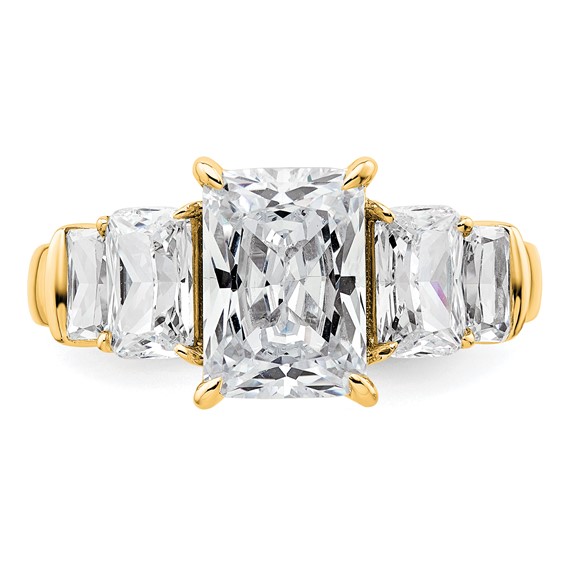 Gold Diamond Radiant 5-Stone Bridal Rings