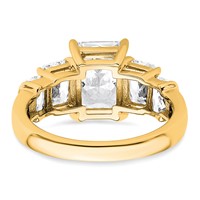 14K Yellow Gold 3.50 Carat Lab Grown Diamond VS+ F+ Emerald Complete Three Stone Engagement Ring view 5