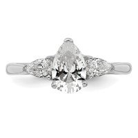 14K White Gold 1.38 Carat Lab Grown Diamond VS+ F+ Pear Complete Three Stone Engagement Ring view 4