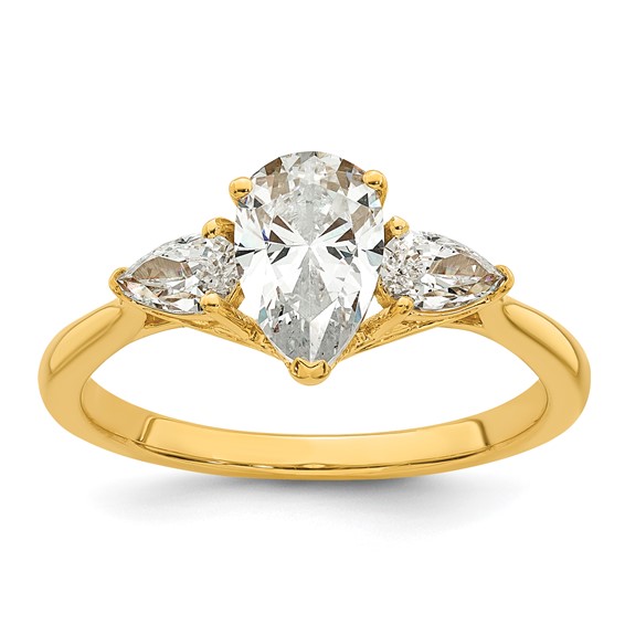 Gold Diamond Pear 3-Stone Bridal Rings