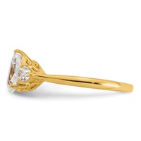 14K Yellow Gold 1.38 Carat Lab Grown Diamond VS+ F+ Pear Complete Three Stone Engagement Ring view 3