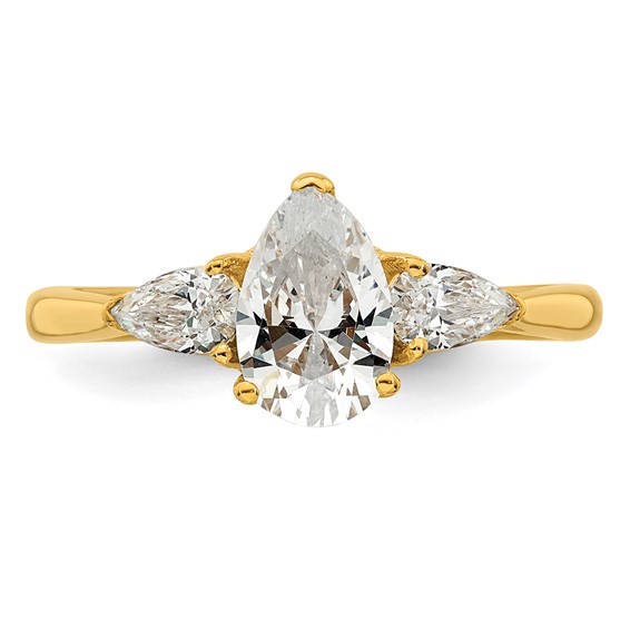 Gold Diamond Pear 3-Stone Bridal Rings