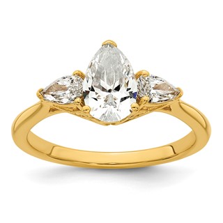 Gold Diamond Pear 3-Stone Bridal Rings