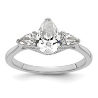 14K White Gold 1.38 Carat Certified Lab Grown Diamond VS+ F+ Pear Complete Three Stone Engagement Ring view 1