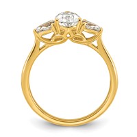 14K Yellow Gold 1.38 Carat Certified Lab Grown Diamond VS+ F+ Pear Complete Three Stone Engagement Ring view 2