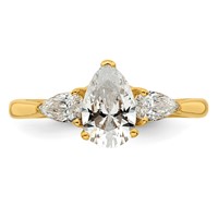 14K Yellow Gold 1.38 Carat Certified Lab Grown Diamond VS+ F+ Pear Complete Three Stone Engagement Ring view 4