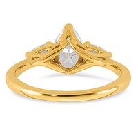 14K Yellow Gold 1.38 Carat Certified Lab Grown Diamond VS+ F+ Pear Complete Three Stone Engagement Ring view 5
