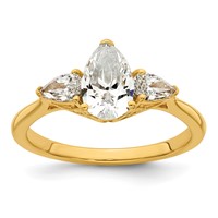 14K Yellow Gold 1.38 Carat Certified Lab Grown Diamond VS+ F+ Pear Complete Three Stone Engagement Ring view 1