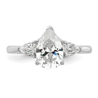 14K White Gold 1.88 Carat Lab Grown Diamond VS+ F+ Pear Complete Three Stone Engagement Ring view 4