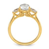 14K Yellow Gold 1.88 Carat Lab Grown Diamond VS+ F+ Pear Complete Three Stone Engagement Ring view 2