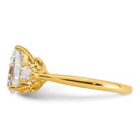 14K Yellow Gold 1.88 Carat Lab Grown Diamond VS+ F+ Pear Complete Three Stone Engagement Ring view 3