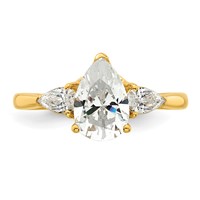14K Yellow Gold 1.88 Carat Lab Grown Diamond VS+ F+ Pear Complete Three Stone Engagement Ring view 4