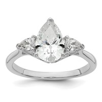 14K White Gold 1.88 Carat Certified Lab Grown Diamond VS+ F+ Pear Complete Three Stone Engagement Ring view 1