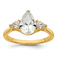 14K Yellow Gold 1.88 Carat Certified Lab Grown Diamond VS+ F+ Pear Complete Three Stone Engagement Ring view 1