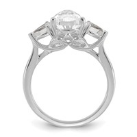 14K White Gold 2.50 Carat Lab Grown Diamond VS+ F+ Pear Complete Three Stone Engagement Ring view 2