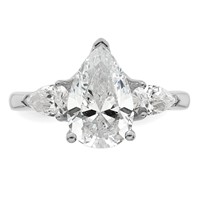14K White Gold 2.50 Carat Lab Grown Diamond VS+ F+ Pear Complete Three Stone Engagement Ring view 4