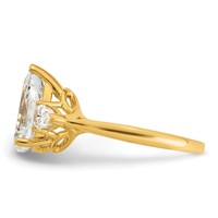 14K Yellow Gold 2.50 Carat Lab Grown Diamond VS+ F+ Pear Complete Three Stone Engagement Ring view 3