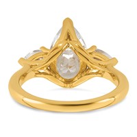 14K Yellow Gold 2.50 Carat Lab Grown Diamond VS+ F+ Pear Complete Three Stone Engagement Ring view 5