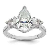 14K White Gold 2.50 Carat Certified Lab Grown Diamond VS+ F+ Pear Complete Three Stone Engagement Ring view 1