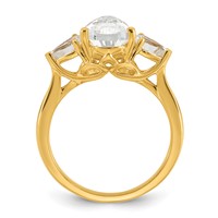 14K Yellow Gold 2.50 Carat Certified Lab Grown Diamond VS+ F+ Pear Complete Three Stone Engagement Ring view 2