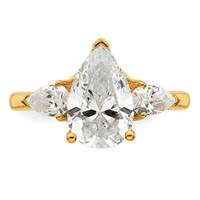 14K Yellow Gold 2.50 Carat Certified Lab Grown Diamond VS+ F+ Pear Complete Three Stone Engagement Ring view 4