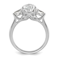 14K White Gold 3 Carat Lab Grown Diamond VS+ F+ Pear Complete Three Stone Engagement Ring view 2