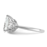 14K White Gold 3 Carat Lab Grown Diamond VS+ F+ Pear Complete Three Stone Engagement Ring view 3