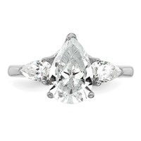 14K White Gold 3 Carat Lab Grown Diamond VS+ F+ Pear Complete Three Stone Engagement Ring view 4