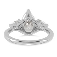 14K White Gold 3 Carat Lab Grown Diamond VS+ F+ Pear Complete Three Stone Engagement Ring view 5