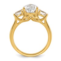 14K Yellow Gold 3 Carat Lab Grown Diamond VS+ F+ Pear Complete Three Stone Engagement Ring view 2
