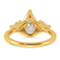 14K Yellow Gold 3 Carat Lab Grown Diamond VS+ F+ Pear Complete Three Stone Engagement Ring view 5